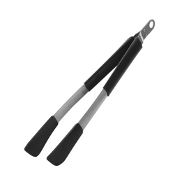 Photo of Tongs on white background. Food preparation utensils