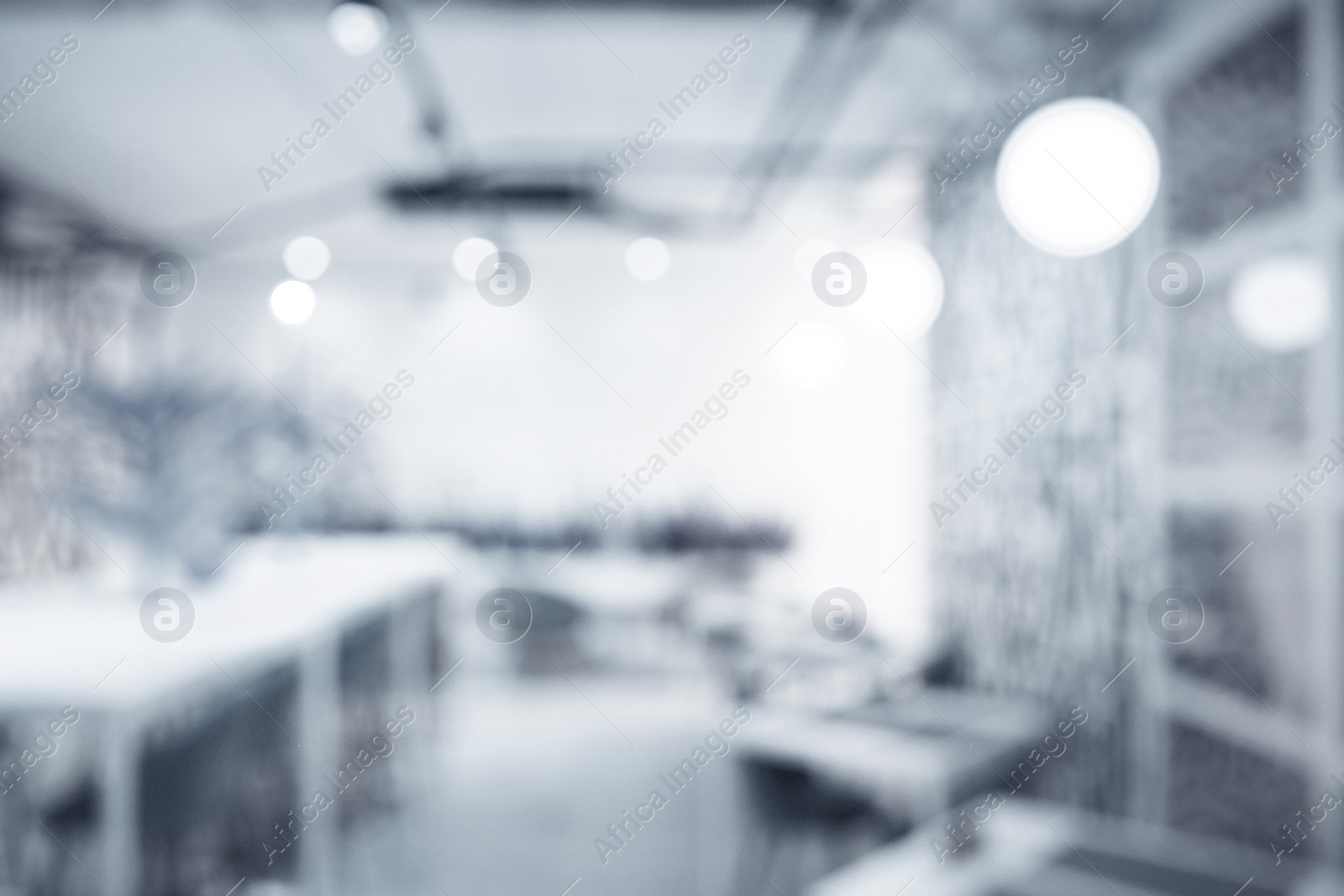 Image of Office interior. Blurred view of comfortable workspace