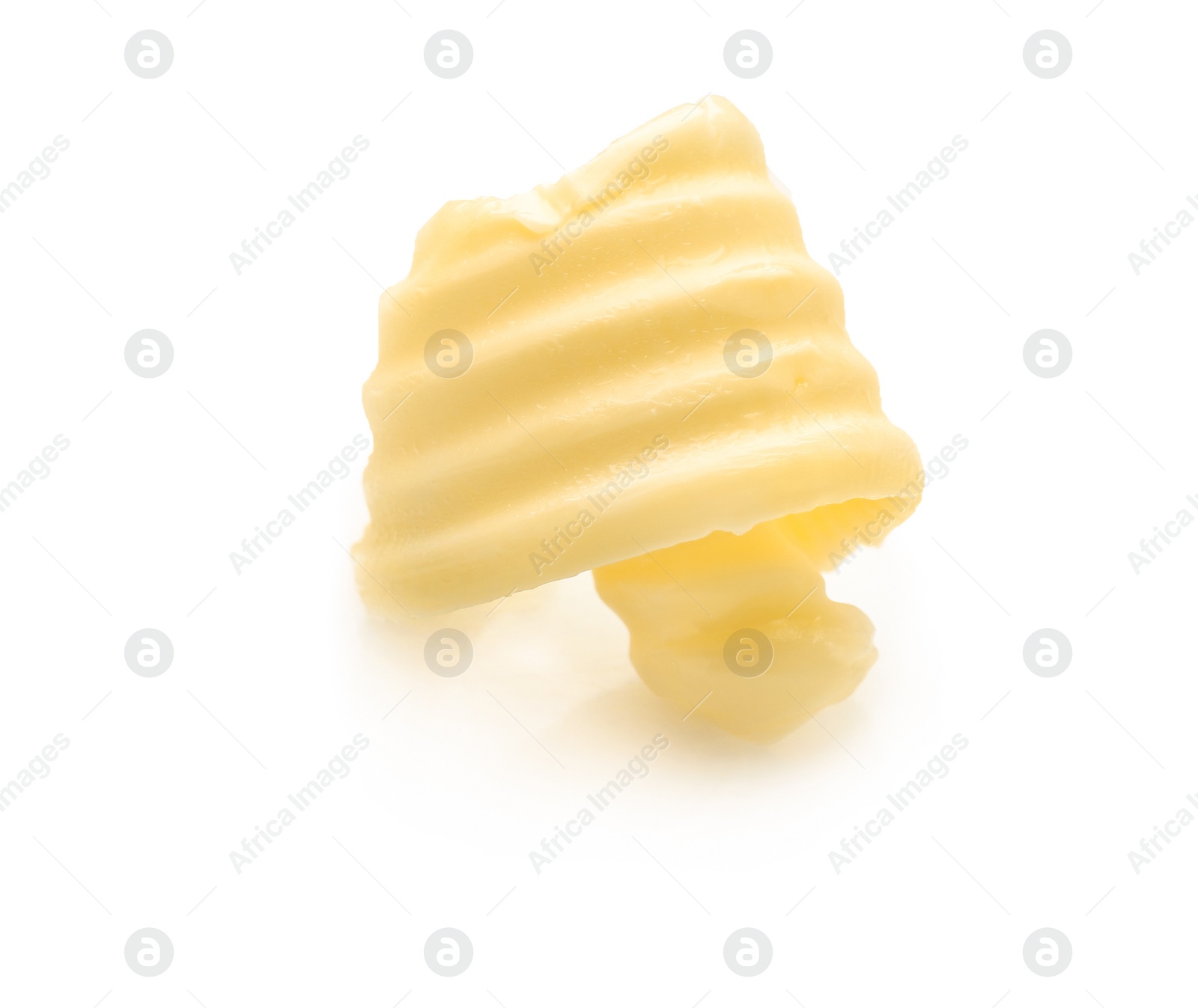 Photo of Fresh butter curl on white background