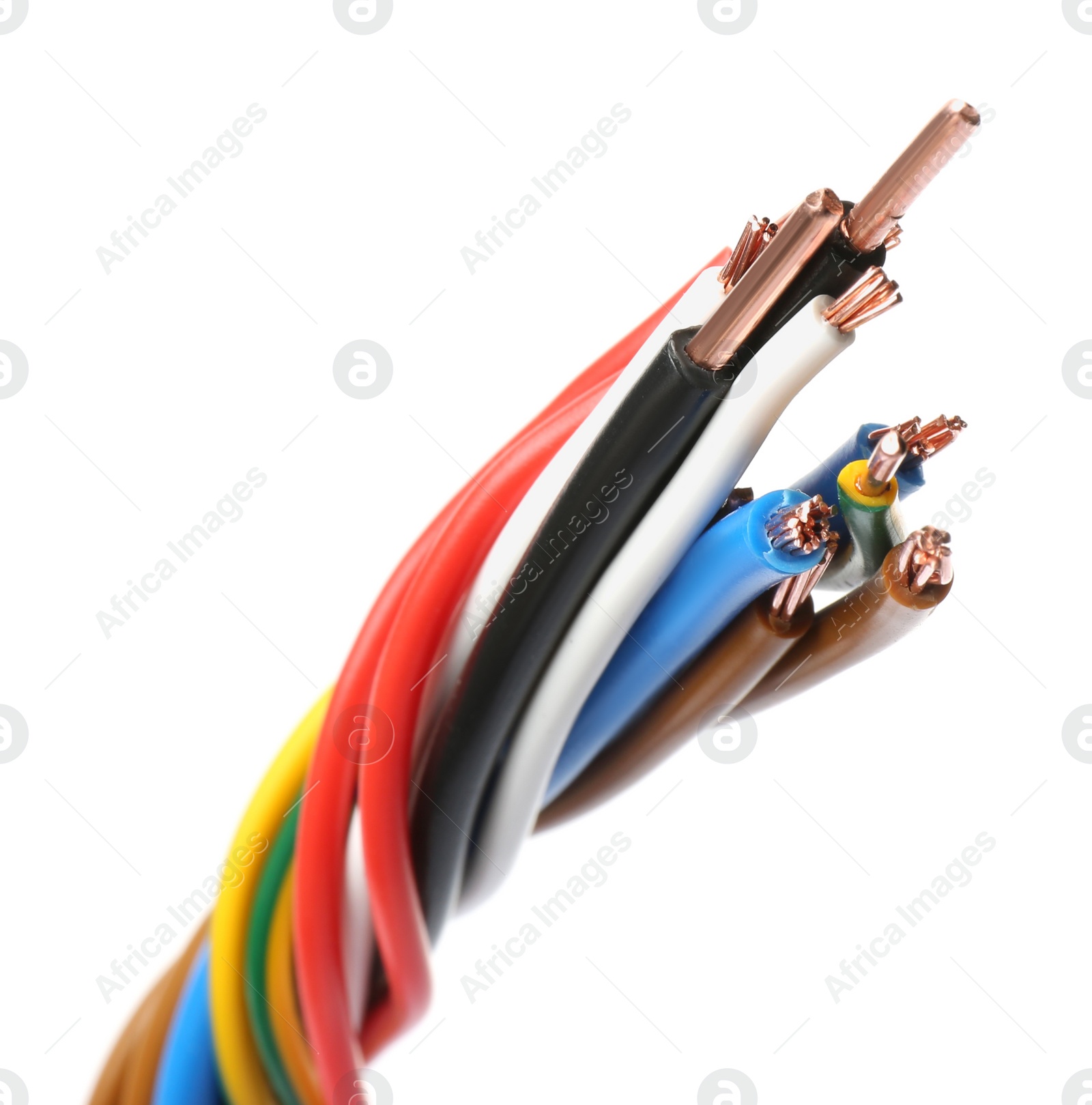 Photo of New colorful electrical wires isolated on white