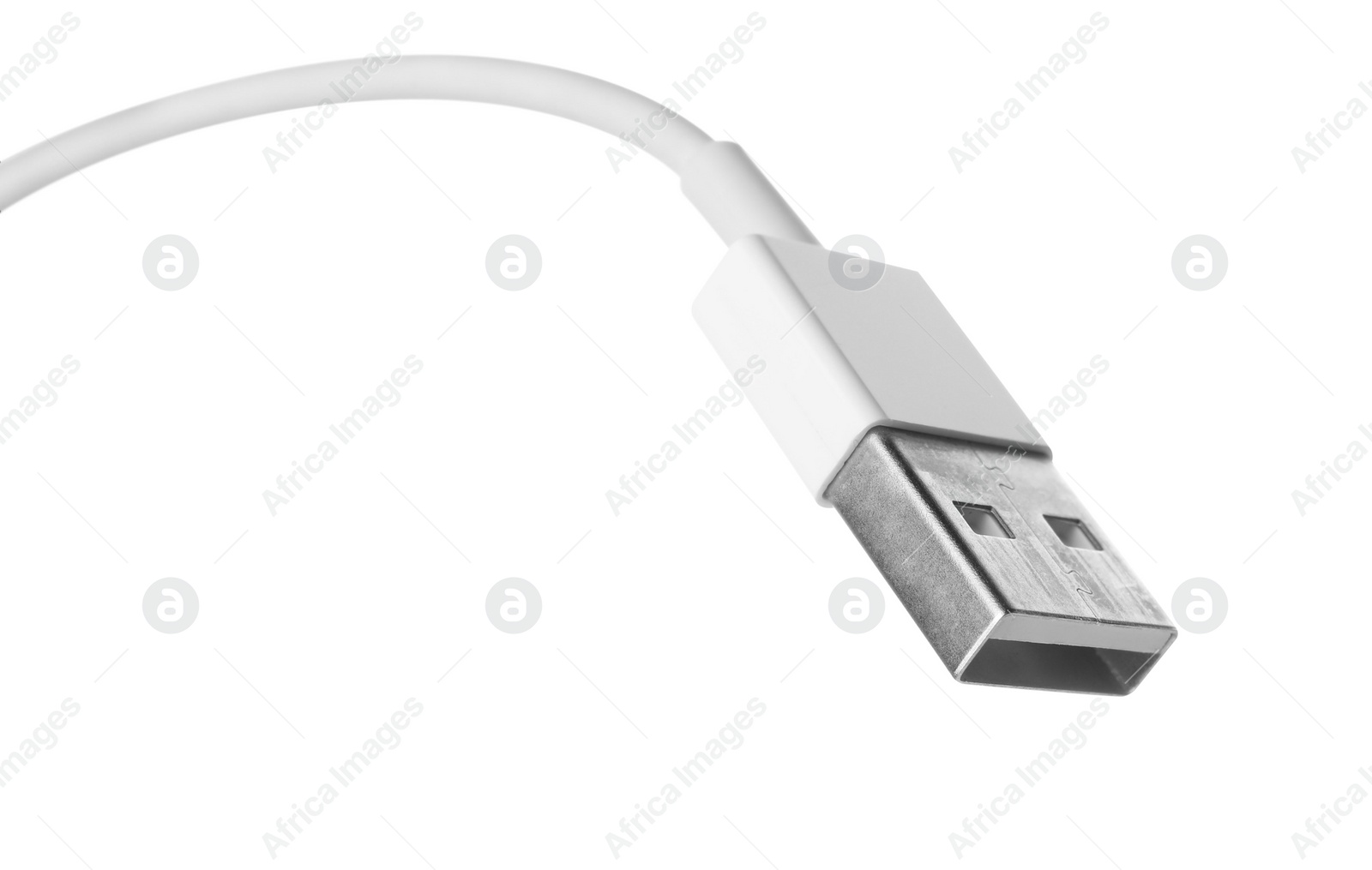 Photo of USB cable isolated on white. Modern technology