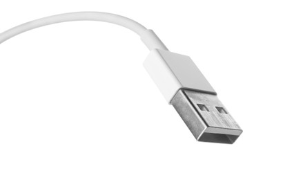 Photo of USB cable isolated on white. Modern technology