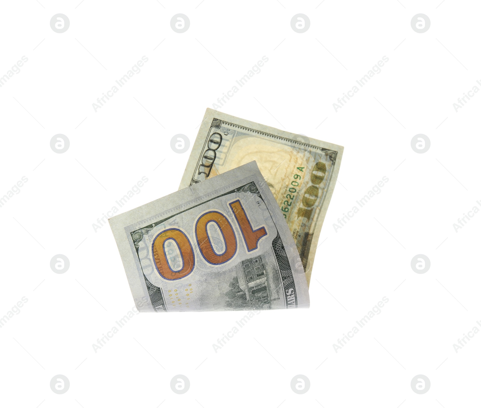 Photo of One hundred dollar banknote on white background. American national currency