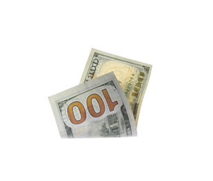 One hundred dollar banknote on white background. American national currency