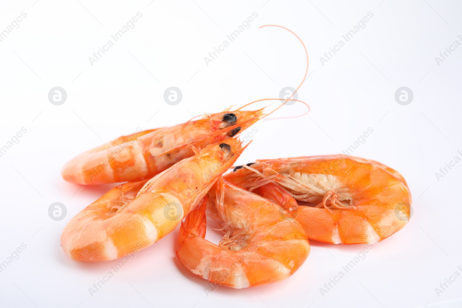 Photo of Delicious cooked whole shrimps isolated on white