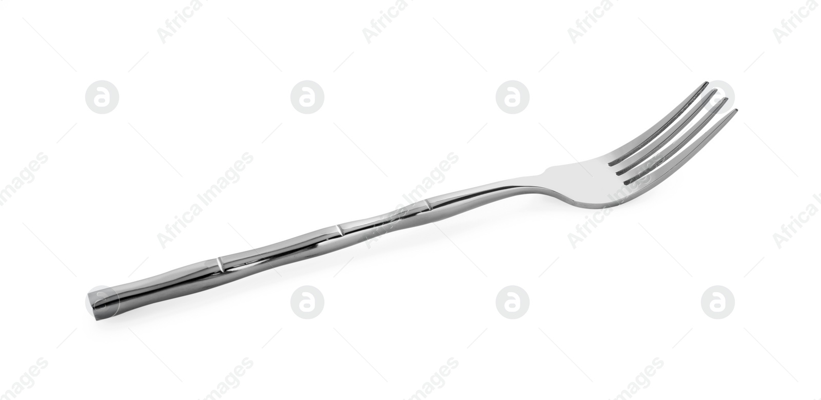 Photo of One shiny metal fork isolated on white