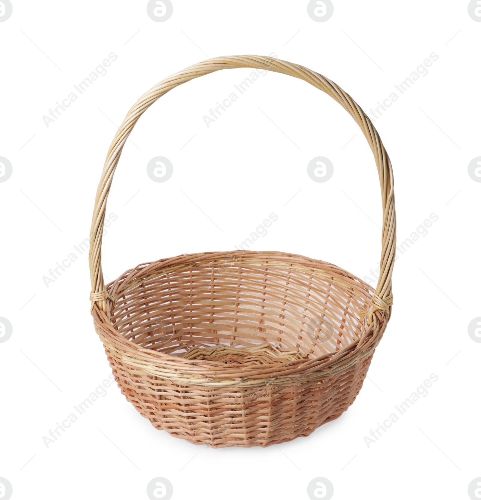 Photo of New Easter wicker basket isolated on white