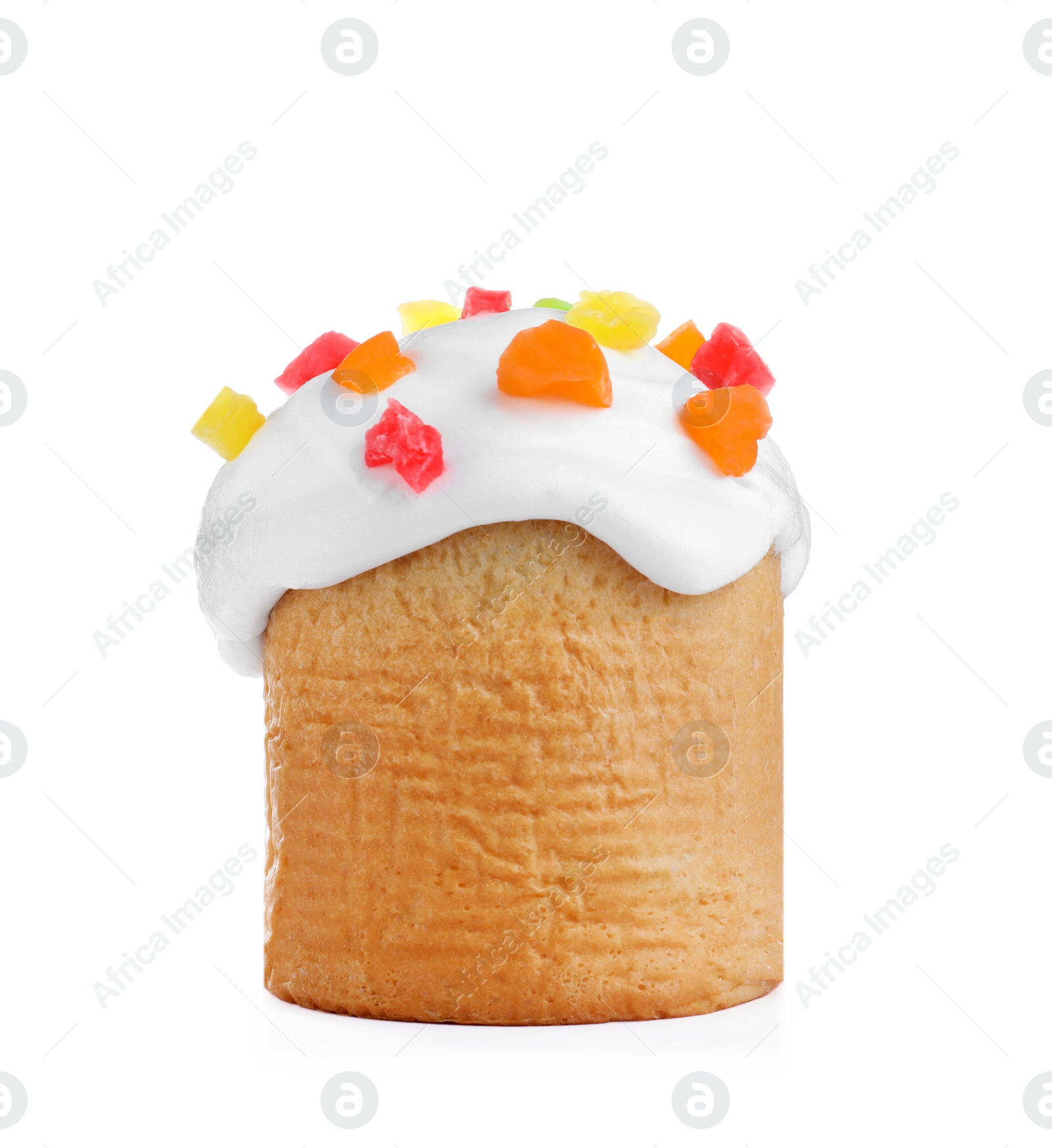 Photo of Traditional decorated Easter cake isolated on white