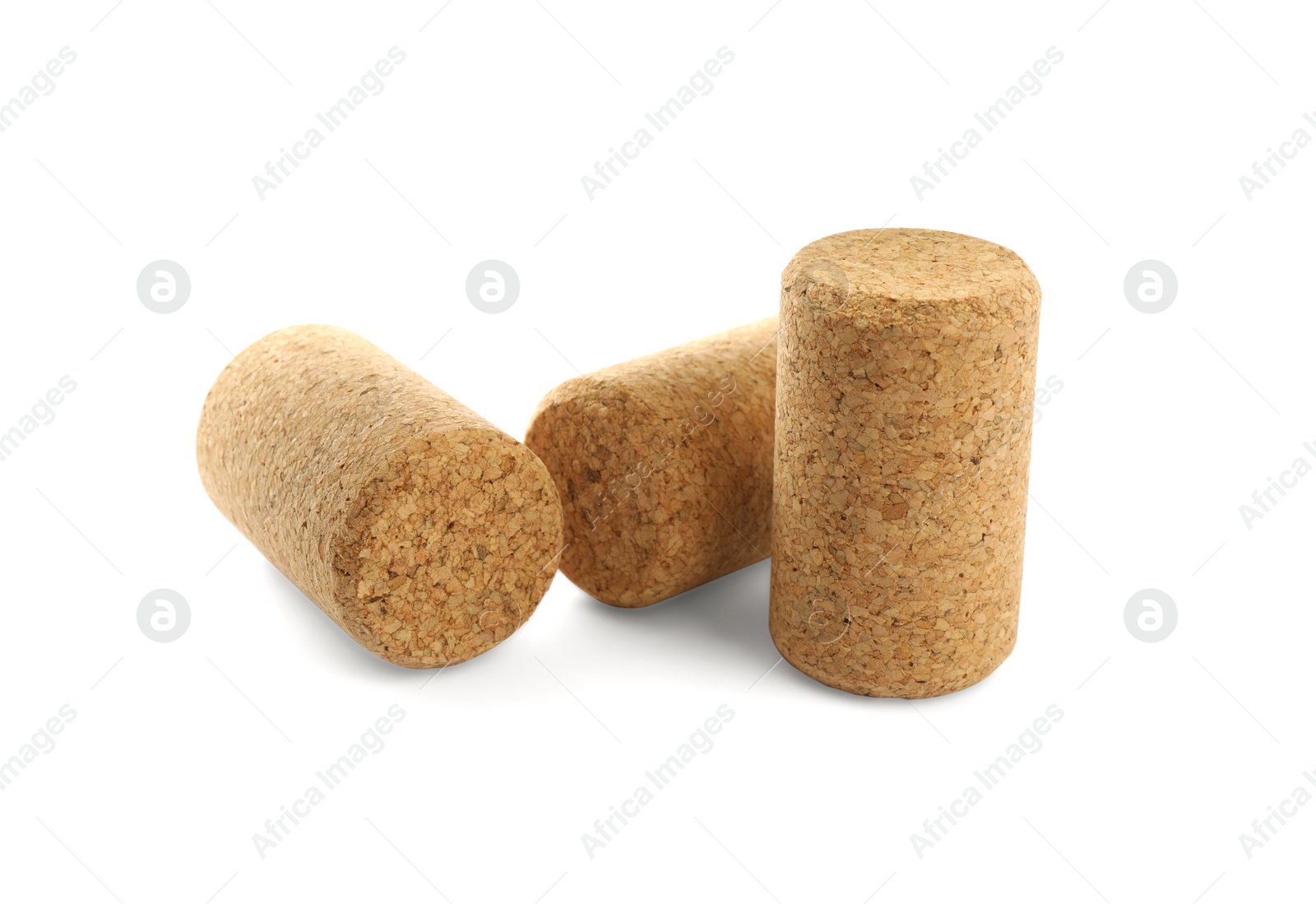 Photo of Wine corks on white background. Bottle cap