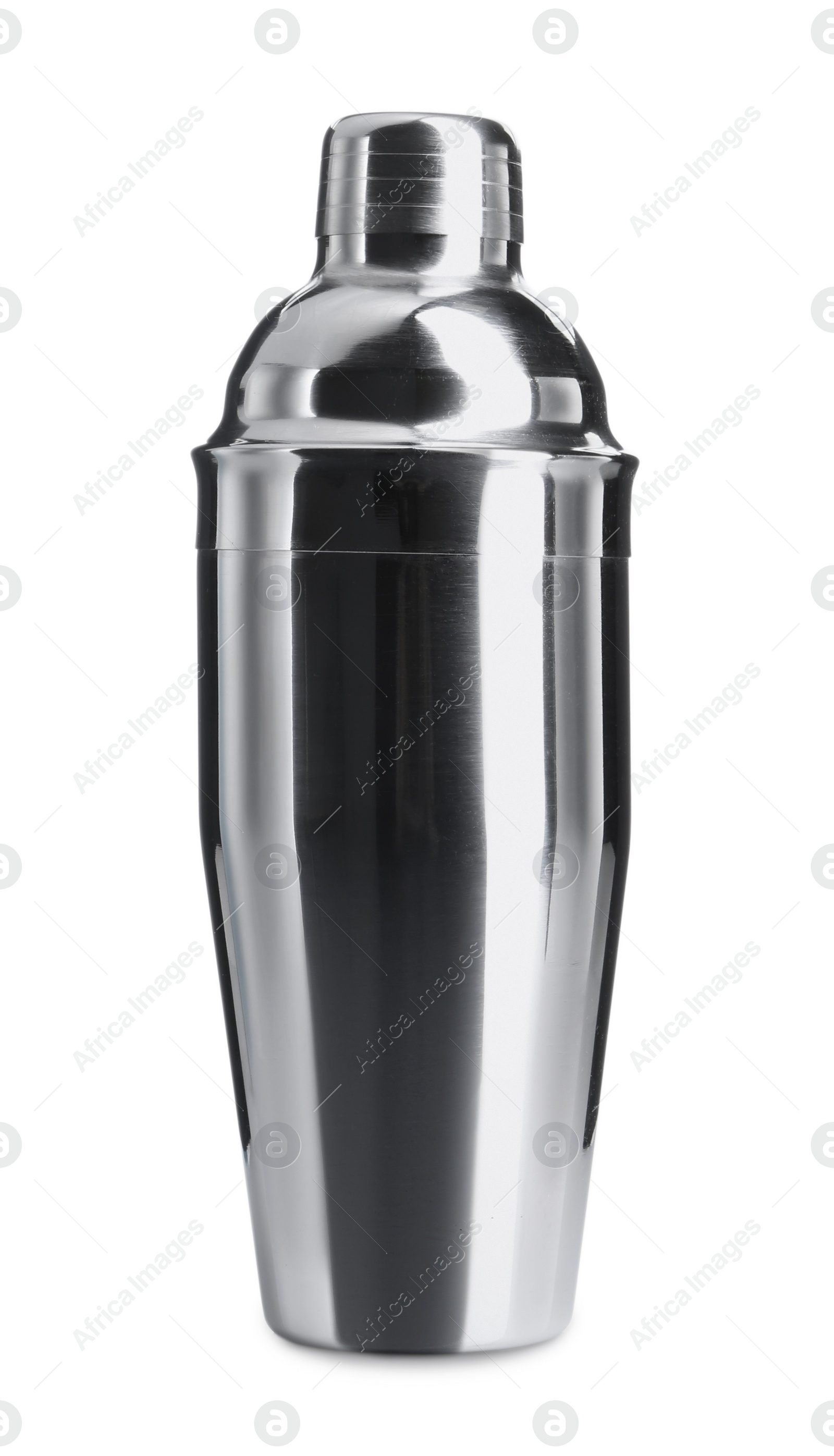 Photo of One metal cocktail shaker isolated on white