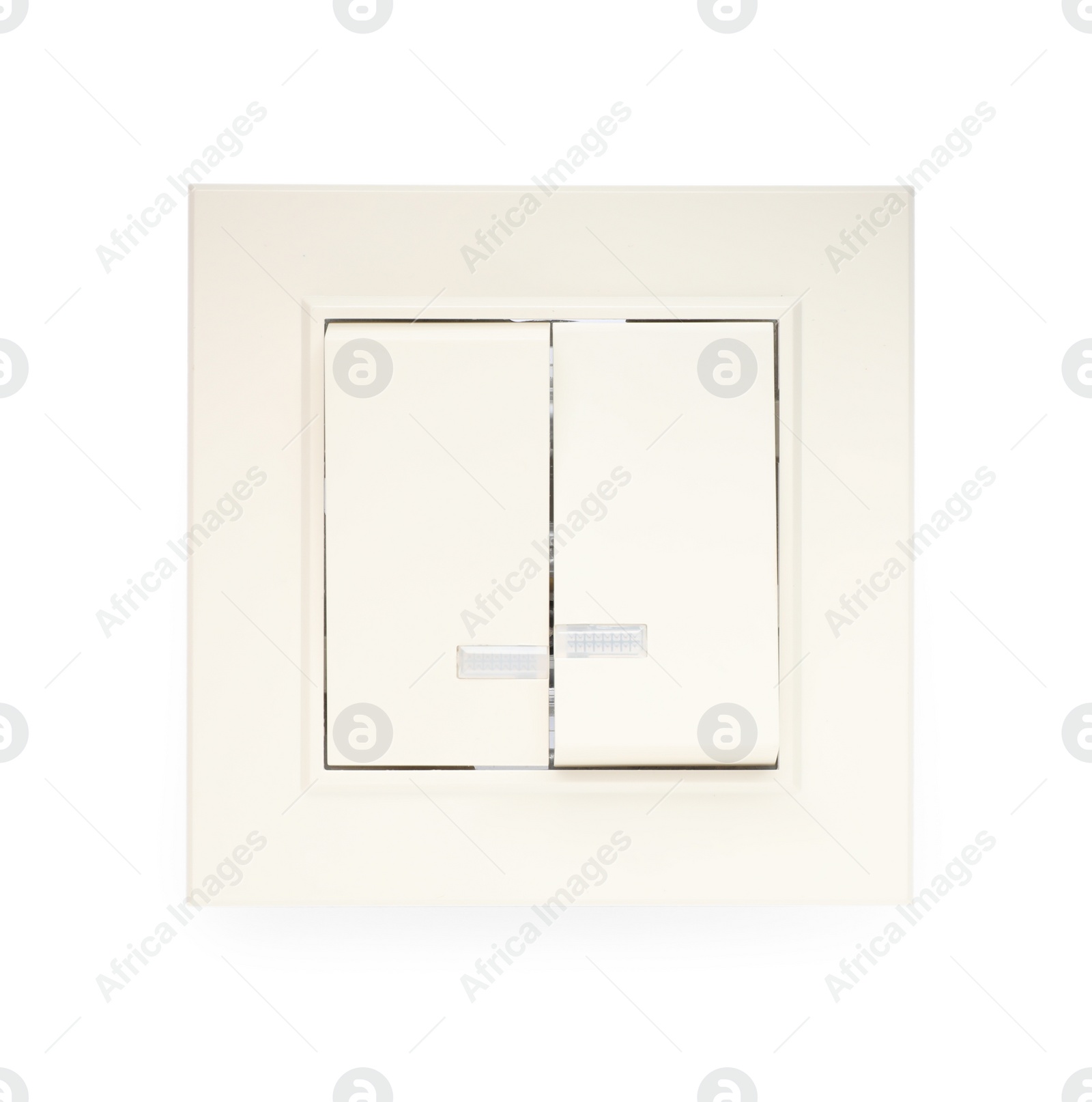 Photo of Modern plastic light switch isolated on white