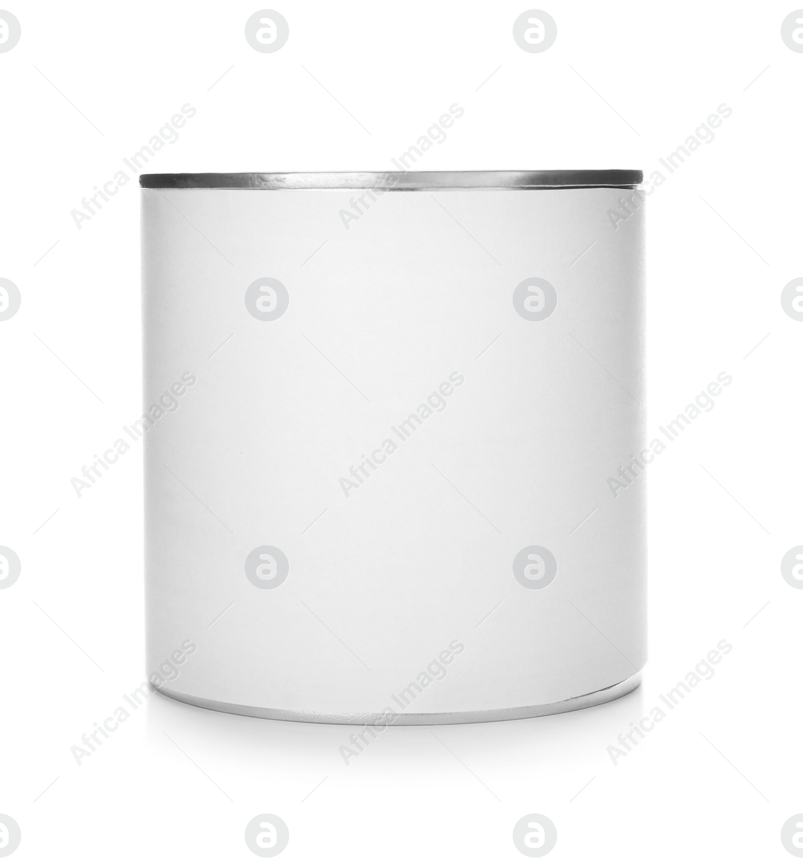 Photo of Mockup of tin can on white background