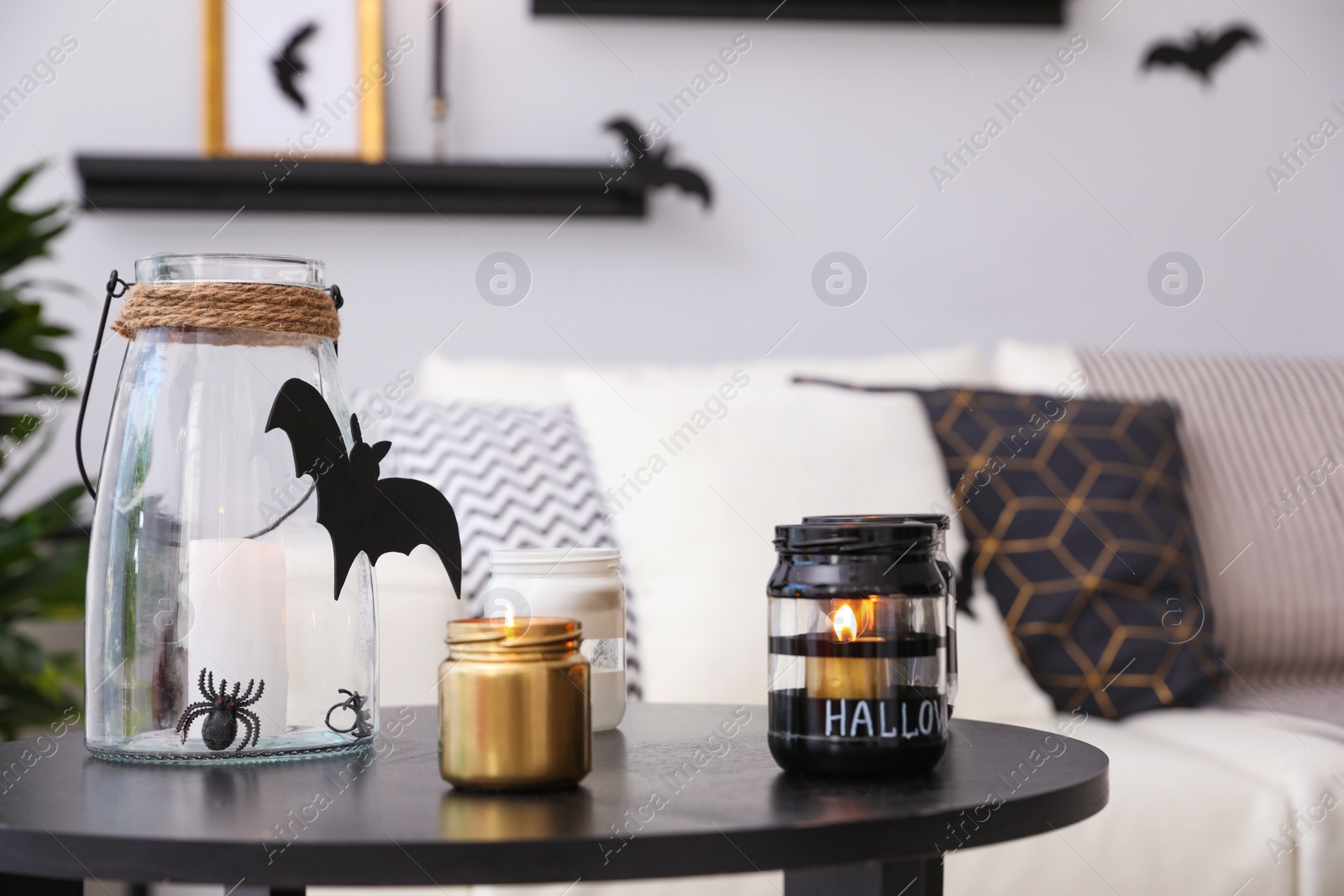 Photo of Halloween decor in room. Idea for festive interior