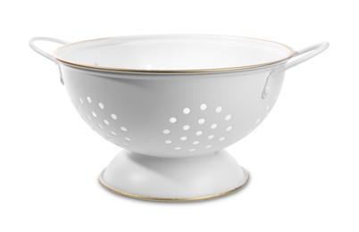 One colander with handles on white background