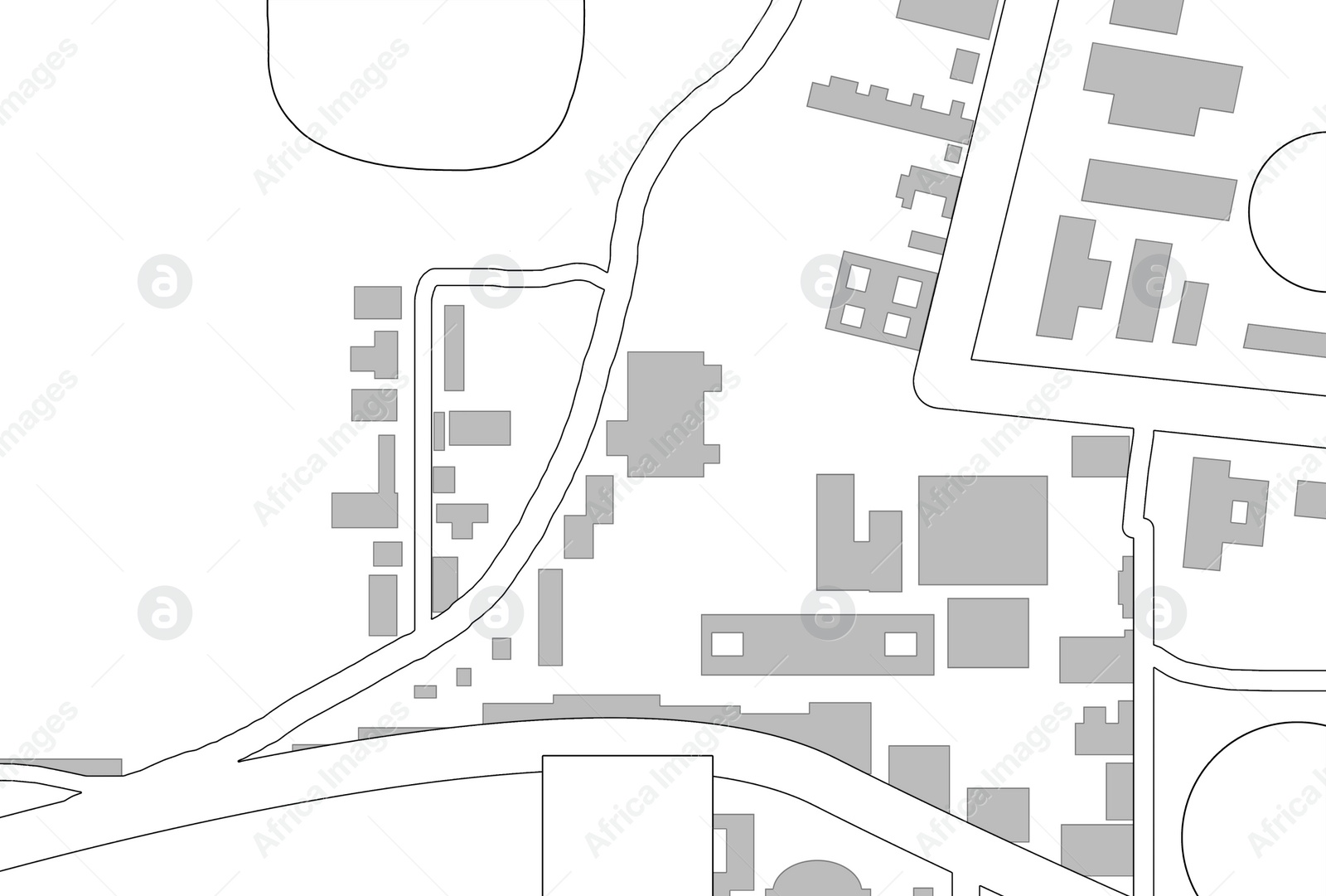 Image of Marked territory on cadastral map, top view. Illustration