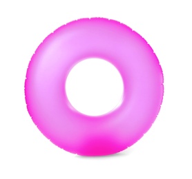 Bright inflatable ring isolated on white. Beach accessories