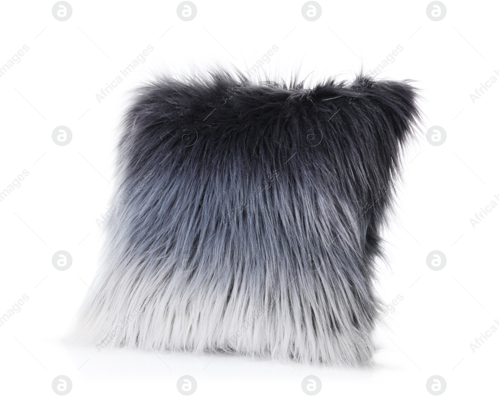 Photo of Fluffy decorative pillow on white background