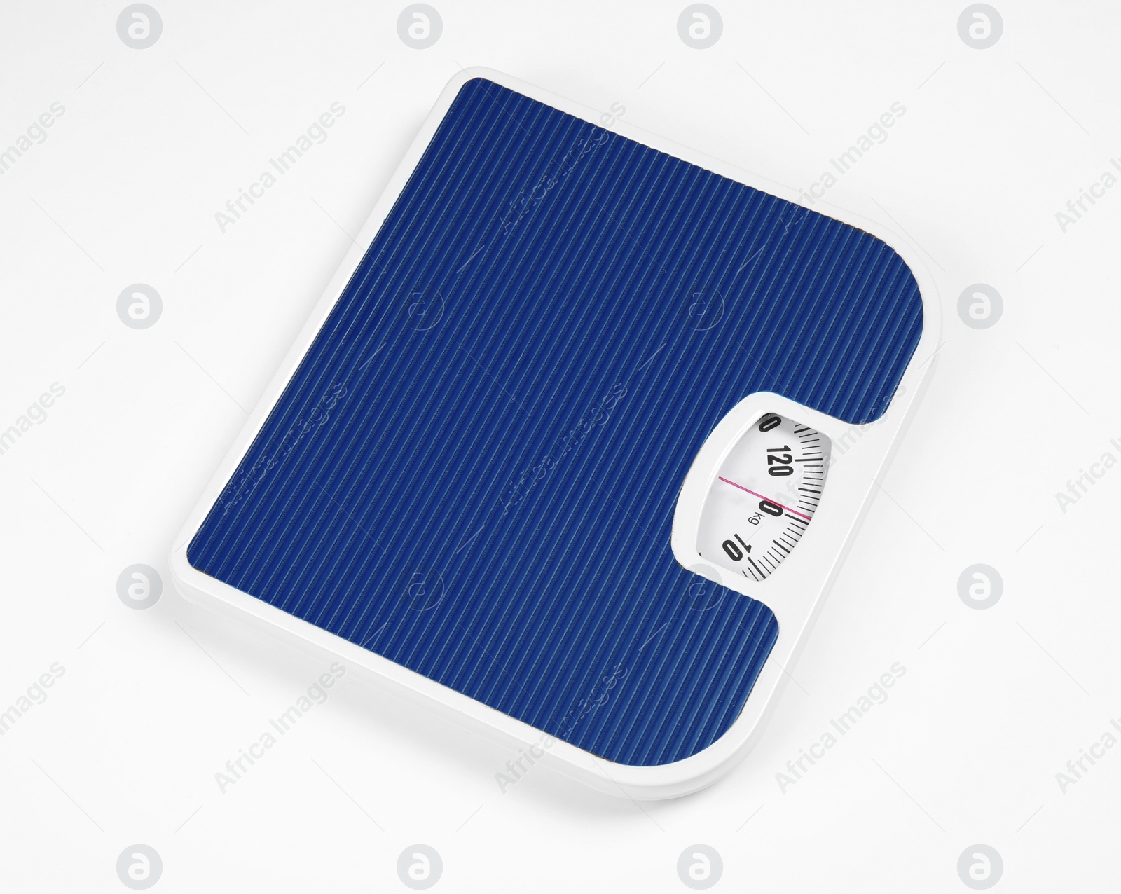 Photo of Modern scales isolated on white. Diet and weight loss