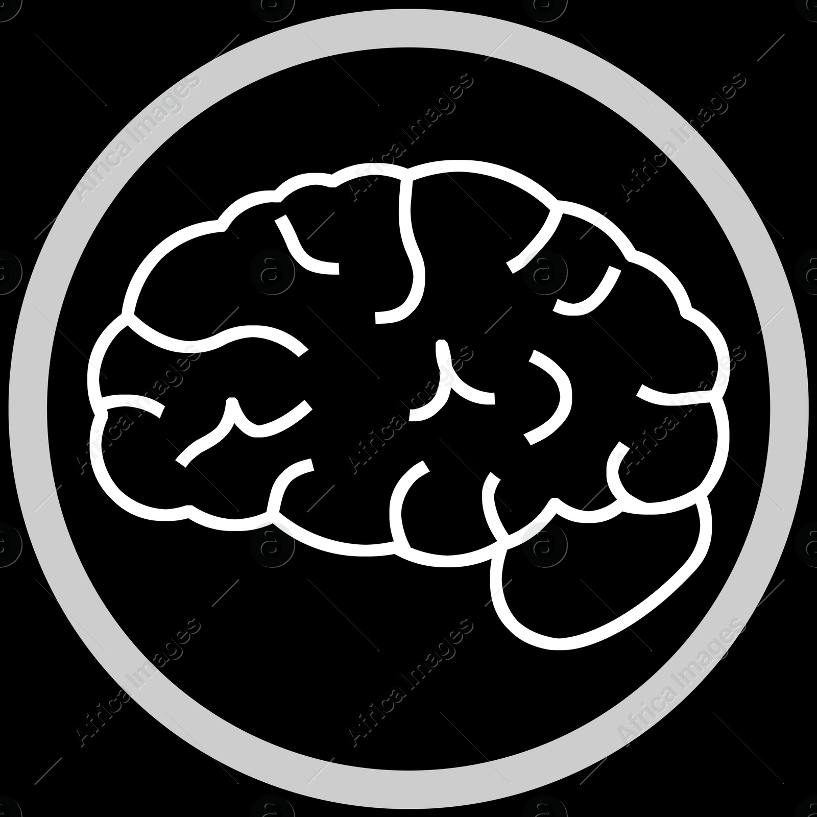 Image of Brain in frame, illustration on black background