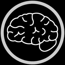 Brain in frame, illustration on black background