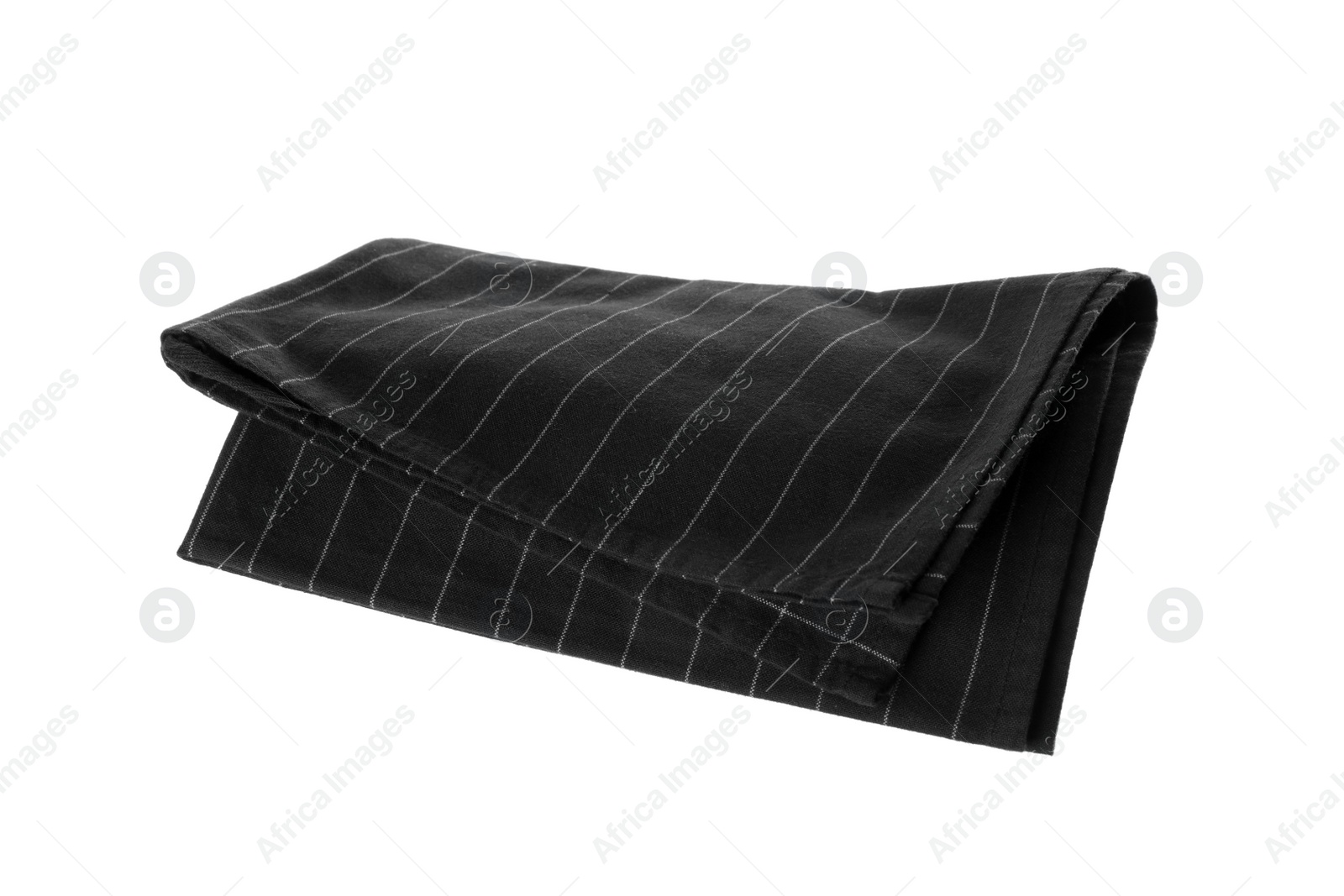 Photo of Black striped fabric napkin isolated on white