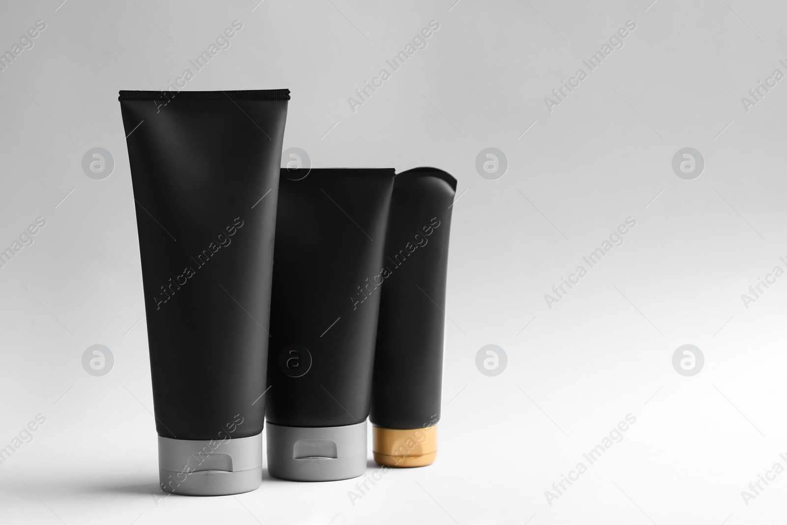 Photo of Set of men's cosmetic on light background. Space for design