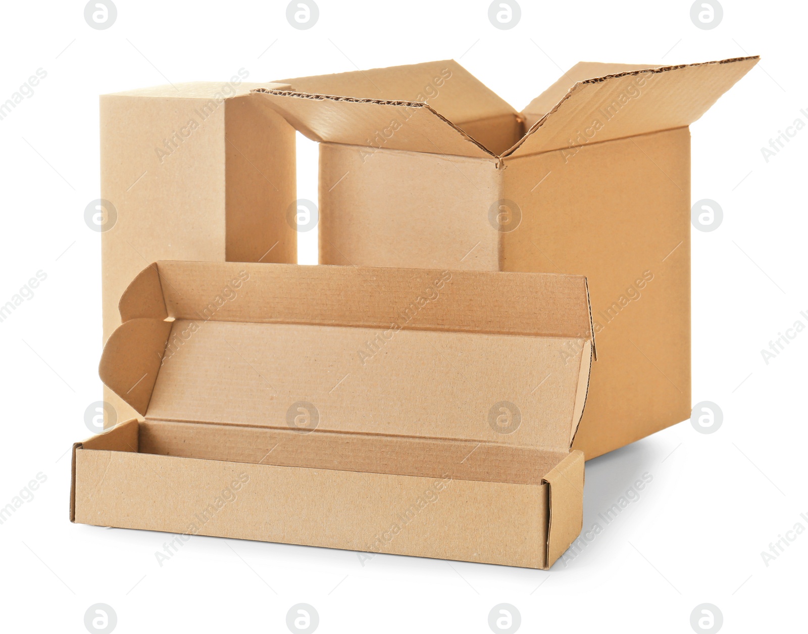 Photo of Cardboard boxes on white background