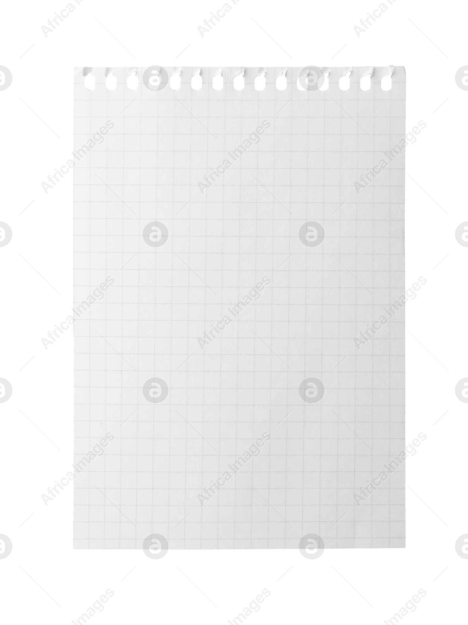 Photo of Blank notebook paper isolated on white. Space for design