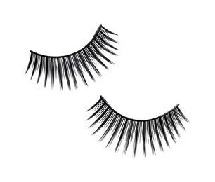 Photo of False eyelashes on white background