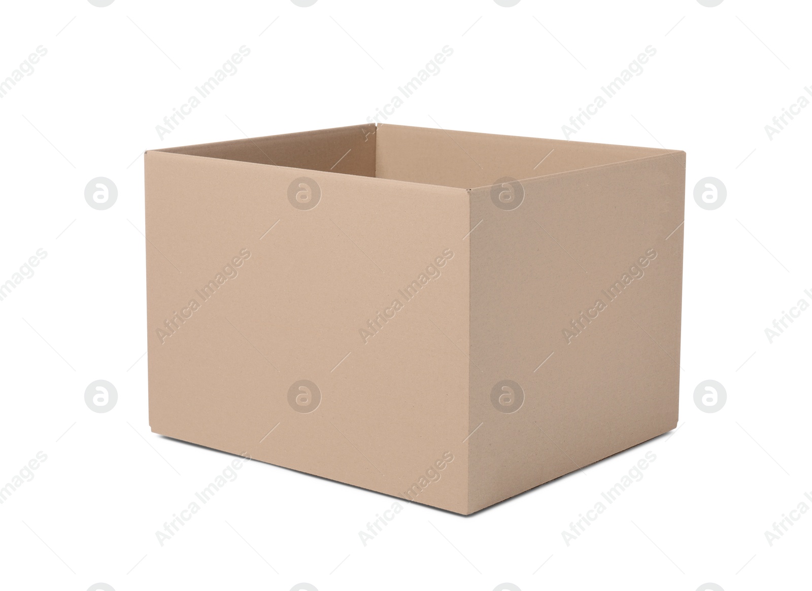 Photo of One open cardboard box isolated on white