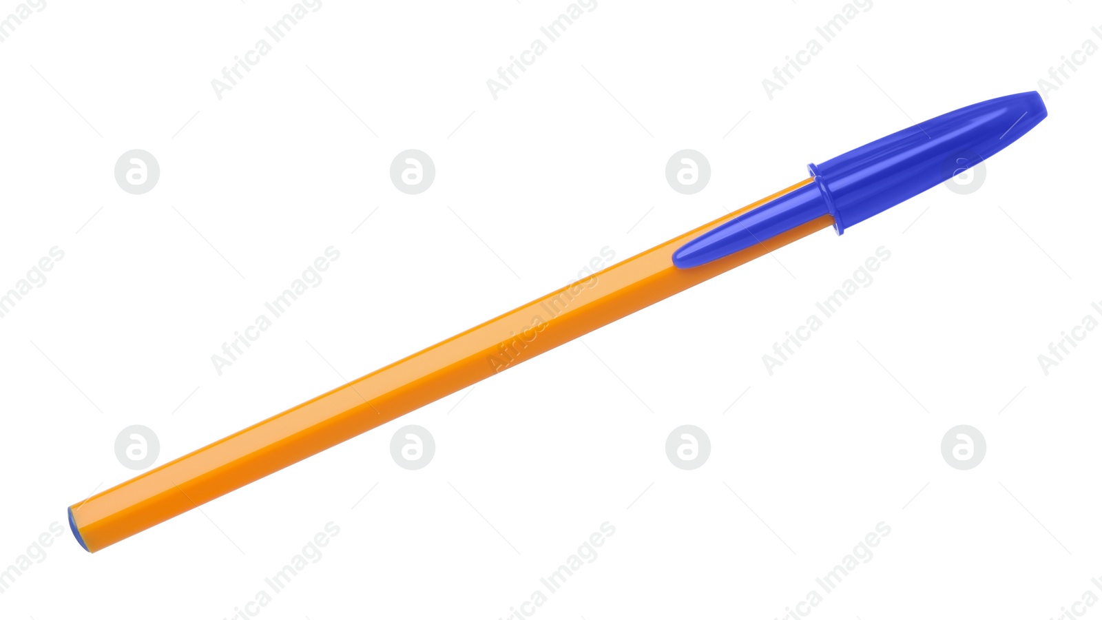 Photo of New orange plastic pen isolated on white