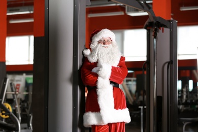 Authentic Santa Claus in modern gym