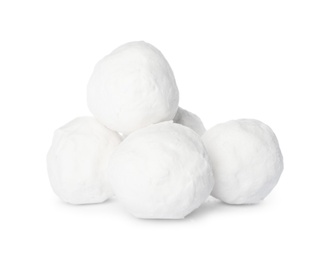 Round snowballs isolated on white. Winter activities