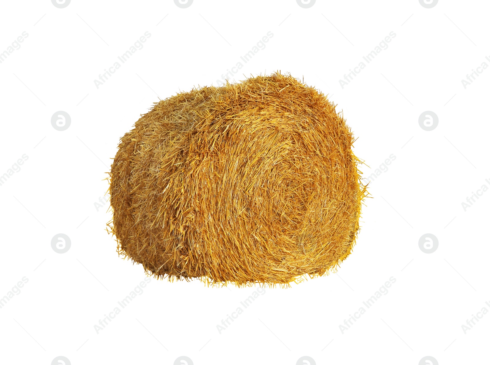 Image of Big dried straw bale isolated on white