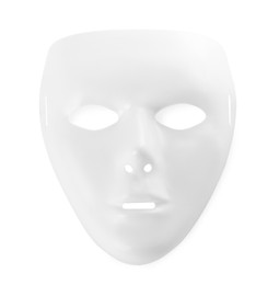 Photo of Theatre mask isolated on white, top view