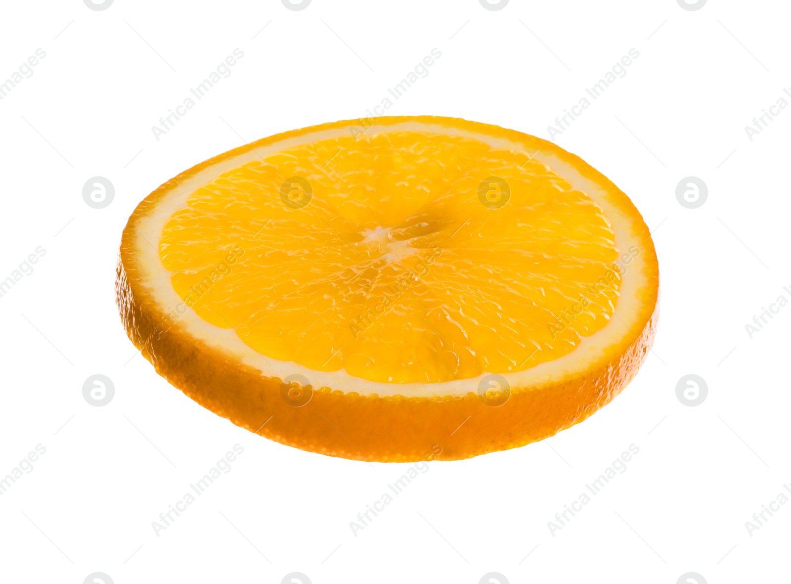 Photo of Slice of fresh ripe orange isolated on white