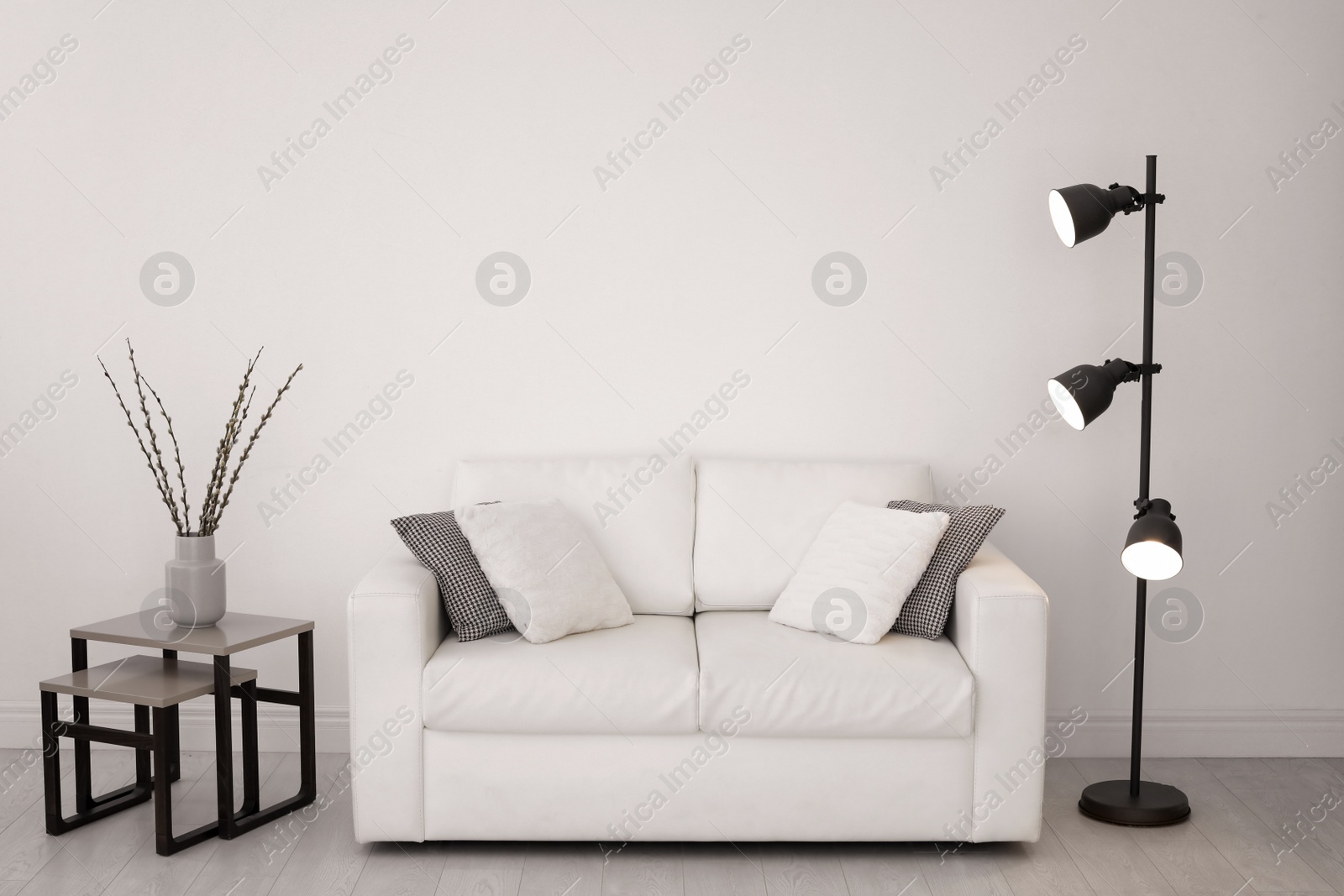 Photo of Stylish living room interior with comfortable sofa