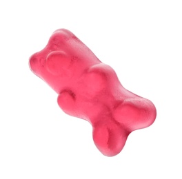 Delicious pink jelly bear on white background