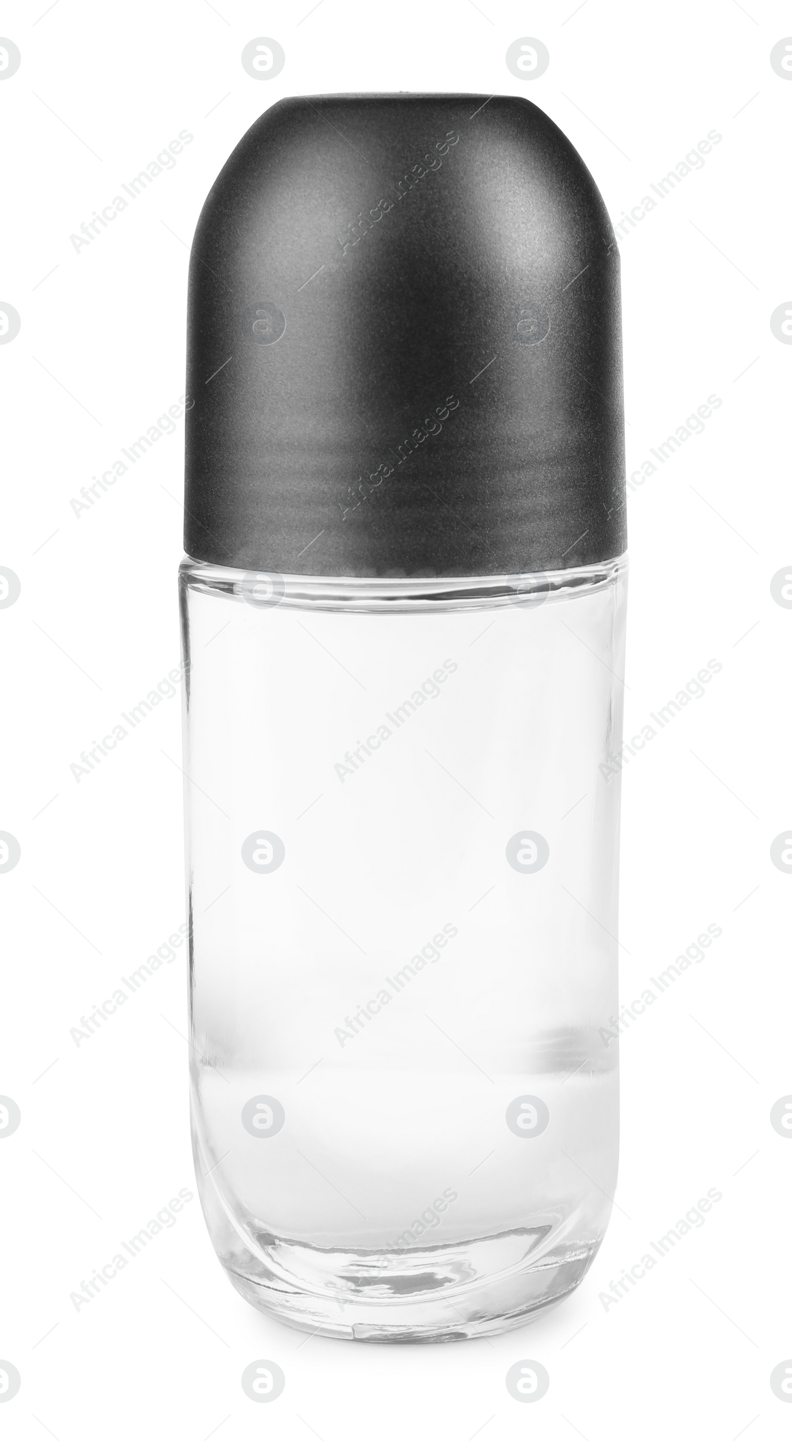 Photo of Blank glass deodorant container on white background