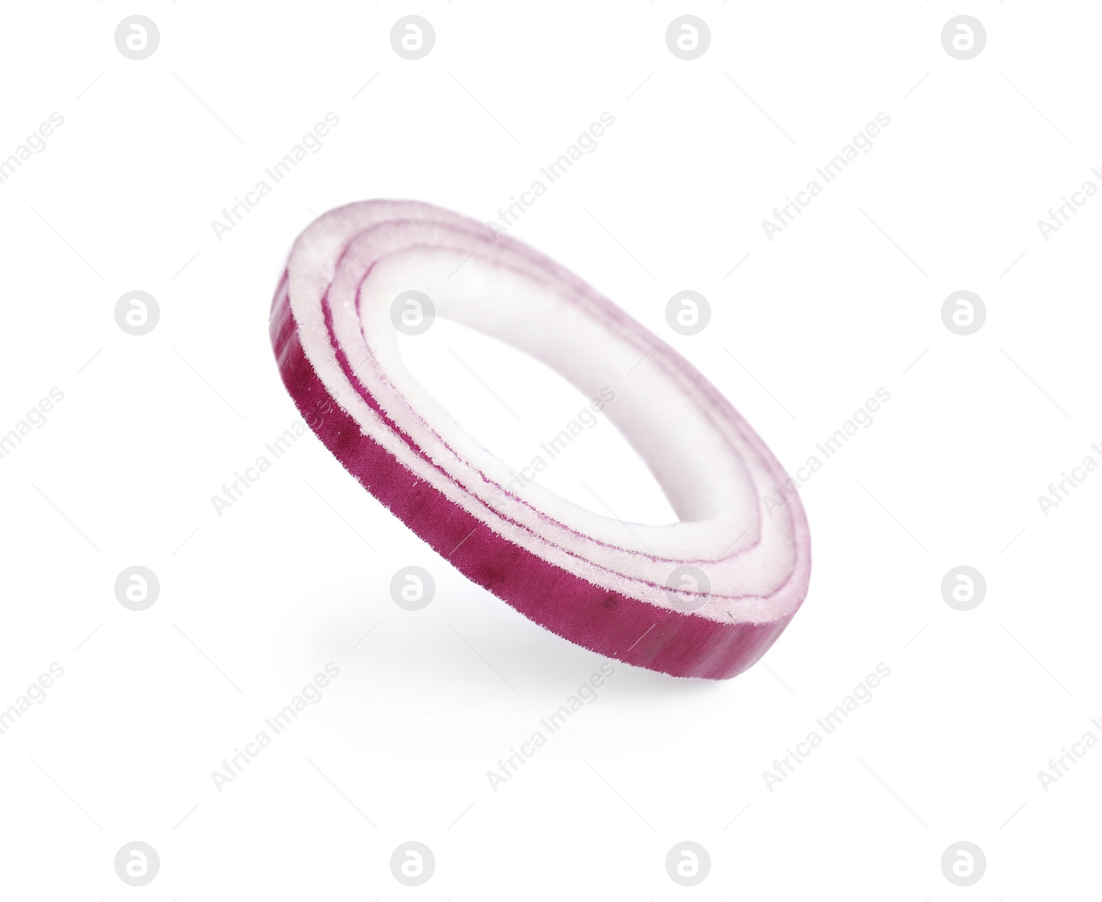 Photo of Sliced red onion ring on white background