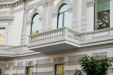 Exterior of beautiful building with balcony outdoors