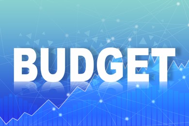 Illustration of Word Budget and graph on blue background