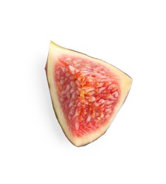 Photo of Piece of fresh fig isolated on white, top view
