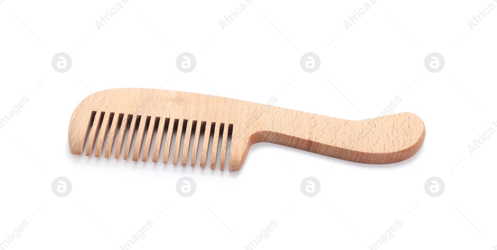 Photo of New wooden hair comb isolated on white