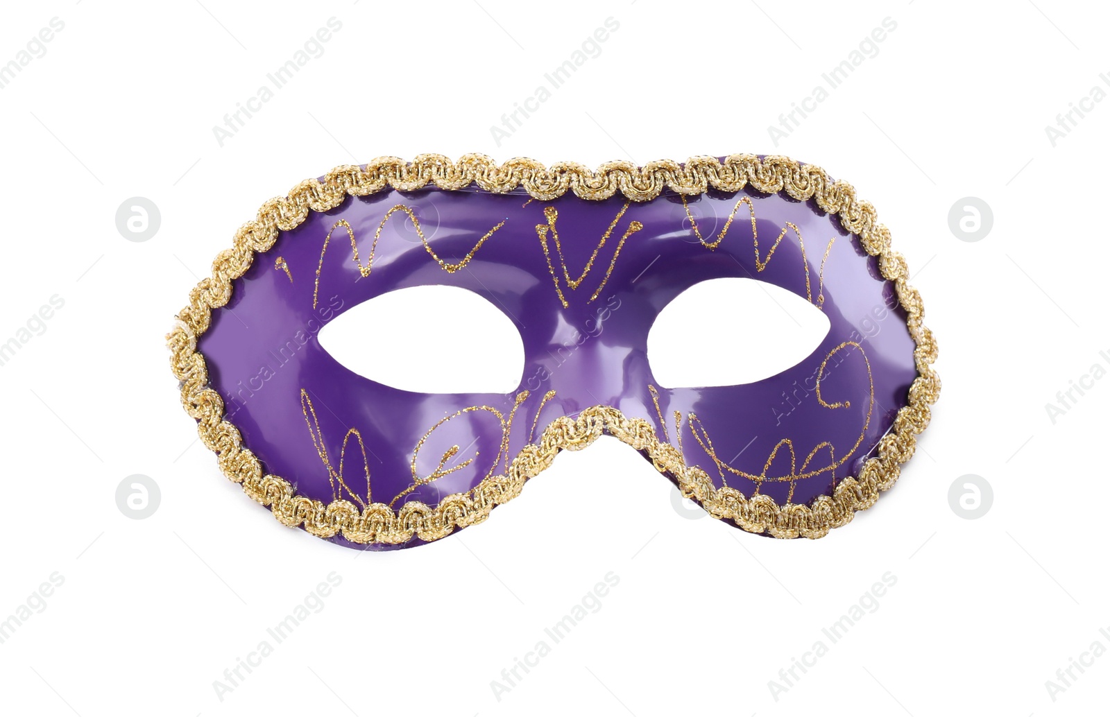 Photo of Beautiful purple carnival mask isolated on white