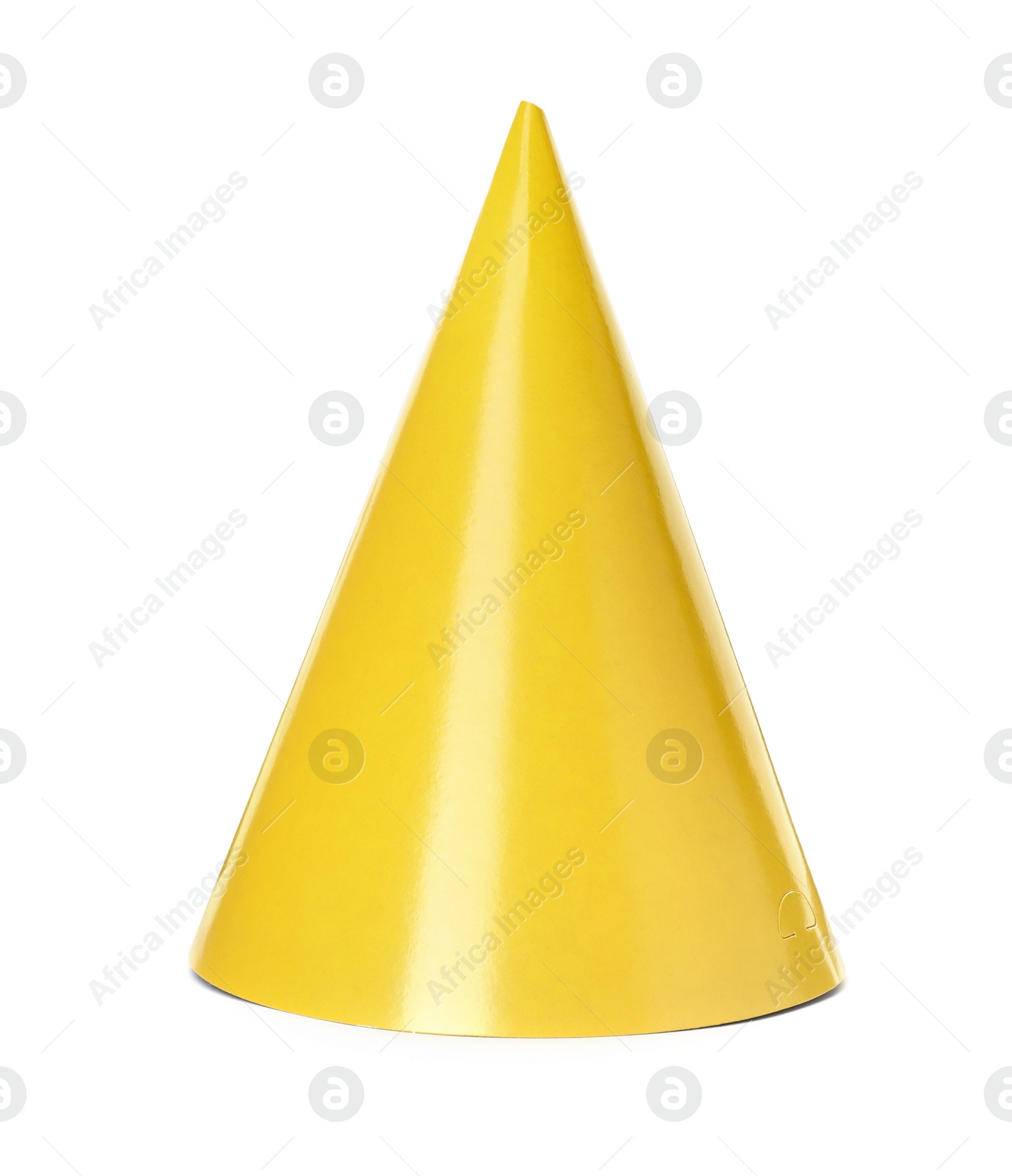 Photo of One yellow party hat isolated on white