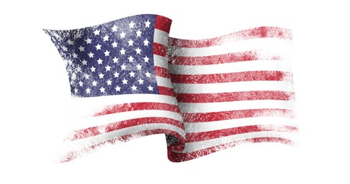 Bright painting of USA national flag on white background