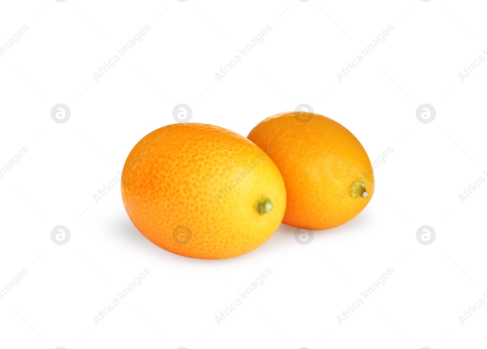 Photo of Fresh ripe kumquats on white background. Exotic fruit