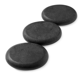 Group of black stones on white background