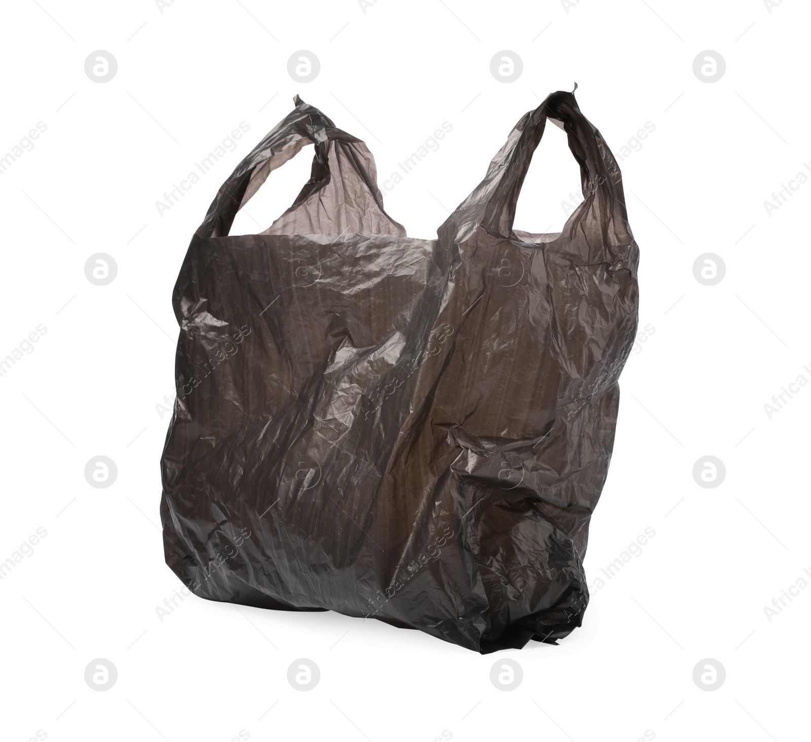 Photo of One black plastic bag isolated on white